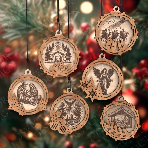 Pack de Nacimientos Navideños en Capas SVG - Adornos para Navidad Láser
