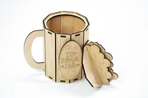 Corte láser Día del Padre: diseño SVG para tazas y cerveza de madera personalizadas