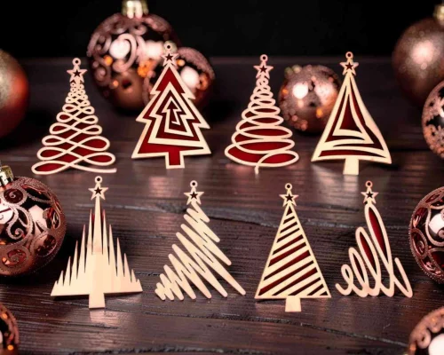 Hollowed Christmas Trees for Hanging – Ornament Set | DXF, SVG, AI, CDR, EPS