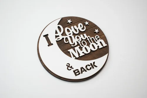 Corte láser SVG Día de la Madre - "Te amo hasta la luna" Diseño Creativo para Personalizar