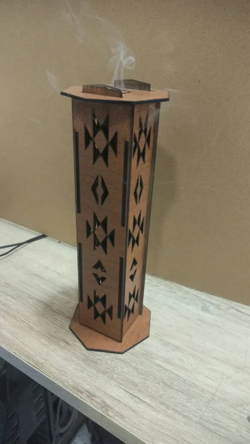 Incensario Geométrico de Madera – Archivo DXF para Corte Láser en Madera de 3mm