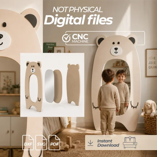 Espejo con forma de oso – Diseño de espejo decorativo para habitación infantil