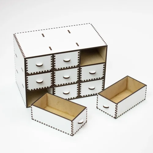 Organizador de Escritorio con Cajones - Archivos para Corte Láser, Gabinete Compacto y Funcional
