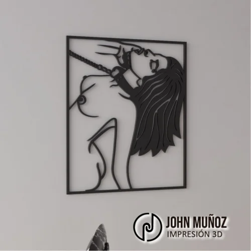 Diseño Erótico para Corte Láser – Silueta Femenina BDSM | Archivo Decorativo para Pared MDF