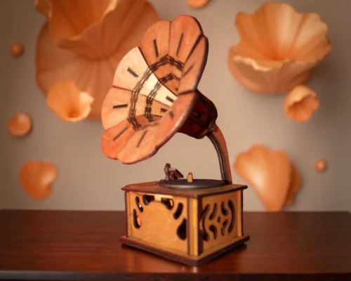 3D Mechanical Gramophone Laser Cut File - Digital Download for MDF 3mm