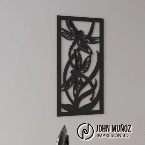 cuadro decorativo- El baile de las libélulas-plantilla cnc laser-SVG