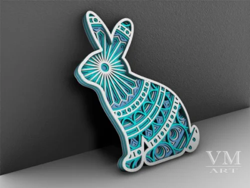 Conejito de Pascua 3D para Corte Láser - Plantilla Decorativa para Manualidades y Regalos Creativos
