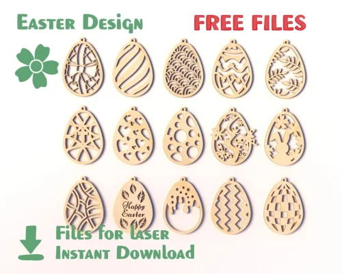 Plantillas de Huevos para Corte Láser - 15 Piezas, Decoración de Pascua en DXF, SVG, CDR