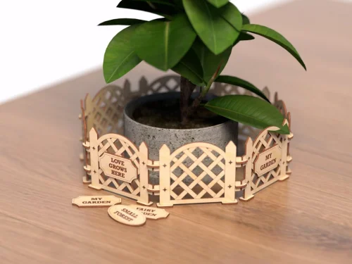 Valla decorativa de jardín en madera para corte láser: plantillas versátiles y atractivas.