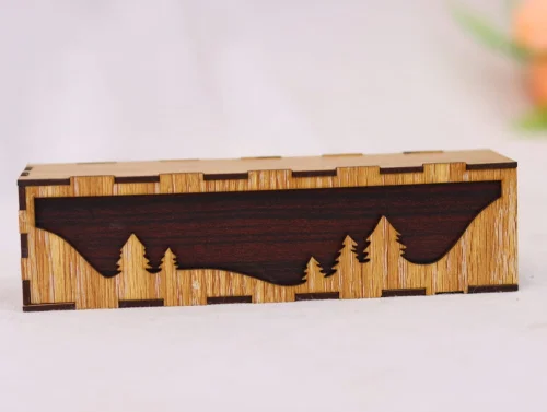 Caja de lápices de madera decorativa cortada a láser - Diseño digital descargable para impresoras CNC