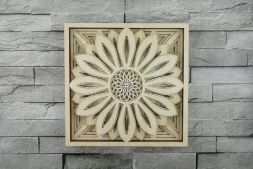 Flor mándala multicapa para corte láser - Diseño decorativo para manualidades y decoración interior