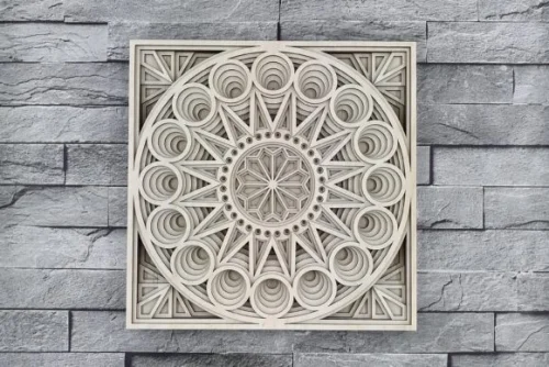 Mándala en capas de estrella para corte láser personalizado y decoración artística
