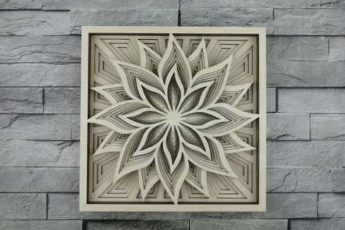 Mándala de flor multicapa decorativo para corte láser | Arte y diseño para decoración interior