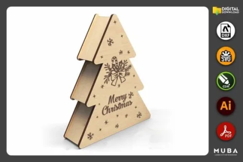 Caja de Árbol de Navidad SVG para Cortes Láser - Decoración y Regalo Navideño