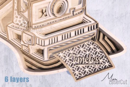 Cámara Vintage de Corte Láser Multicapa para Decoración y Regalos Creativos