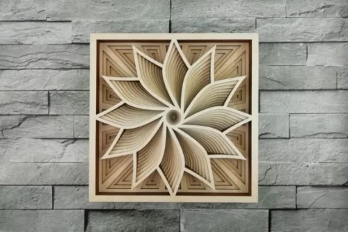 Mándala de flor 3D para corte láser - Diseño multicapa personalizable para decoración y artesanías