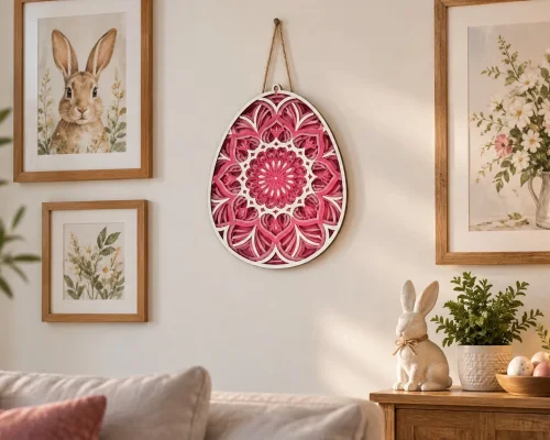 Paquete SVG de Huevos de Pascua 3D en Capas para Corte Láser - Decoración Festiva Creativa