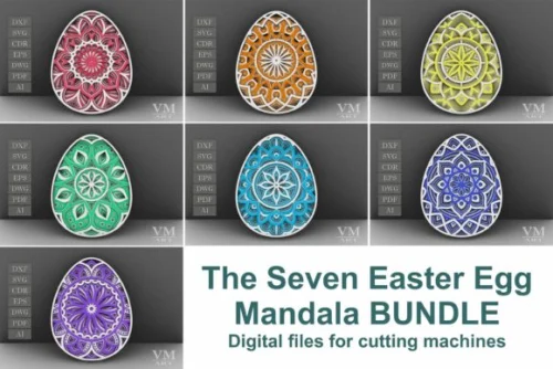 Paquete SVG de Huevos de Pascua 3D en Capas para Corte Láser - Decoración Festiva Creativa