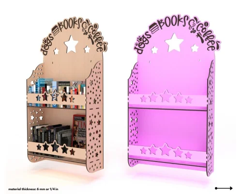 Estante de libros decorativo con estrellas - Corte láser personalizado para tu hogar
