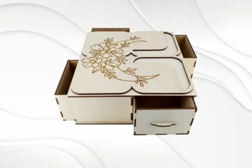 Caja de regalo 4 en 1 para corte láser personalizable | Diseño único y creativo