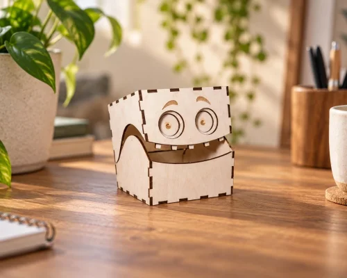 3D Monster Wooden Boxes for Laser Cutting, Two Little Monsters with Fun Faces for Halloween or Gifts