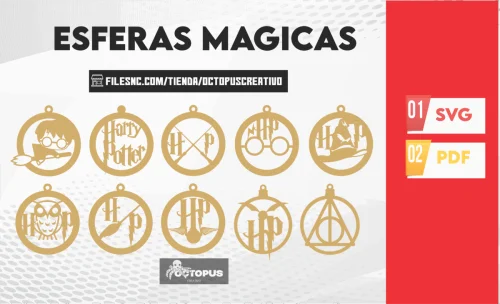 40 Esferas harry pottter, hp wizard magic, christmas ornaments SVG laser cut files, christmas ornament personalized, christmas decor,DXF