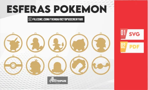 30 Pokémon Spheres | Laser Cut Files for Christmas Decorations | Custom Christmas Decor | Pokémon Christmas SVG