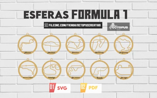 24 Formula 1 esfera, Formula 1 clipart, Christmas ornaments SVG laser cut files, personalized Christmas ornaments, Christmas decor.