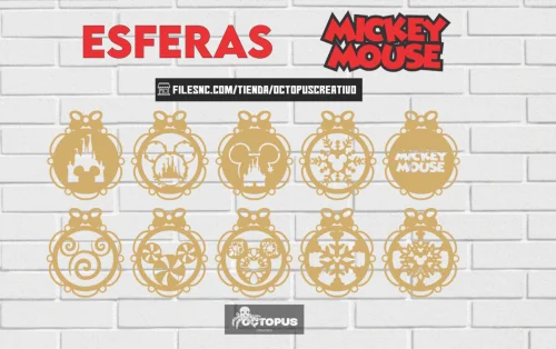 25 esferas mickey mouse, christmas ornaments SVG laser cut files, christmas ornaments personalized, christmas decor, mickey christmas svg