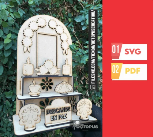 Día de Muertos Ofrenda Laser Cut File | Day of the Dead Altar SVG | Mexican Memorial Nicho | DIY mini Altar de Muertos SVG Kit