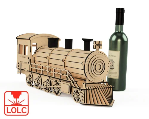 Corte láser tren: archivo Glowforge para caja de vino creativa y regalo personalizado