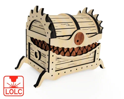 Cofre monstruo para corte láser | Caja de almacenamiento y regalo Halloween | Vectores CNC