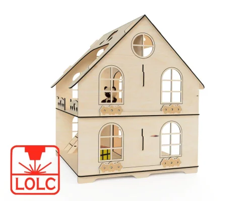 Casa de muñecas de 2 pisos para corte láser - Diseño creativo y almacenamiento ajustable