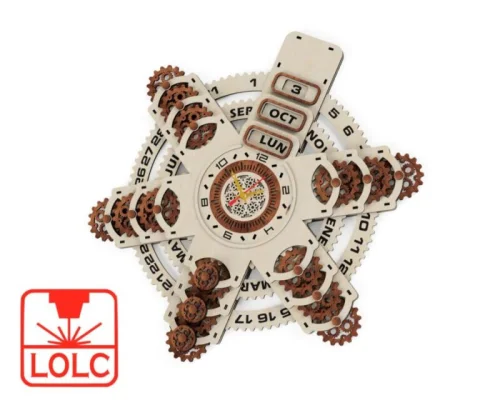 Reloj calendario con engranajes para corte láser CNC - Diseño decorativo y funcional