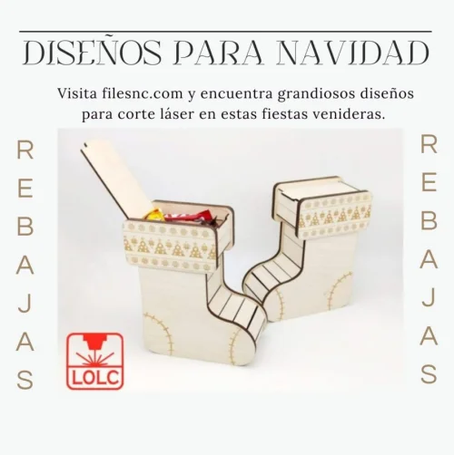 Diseño de Bota Navideña para Corte Láser - Archivos SVG y DXF para Manualidades DIY