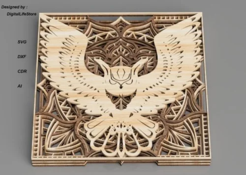 Mandala de búho en capas para corte láser - Decoración única y creativa