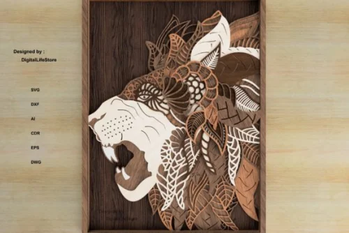 Corte Láser Mandala Multicapa de León para Decoración y Proyectos Creativos
