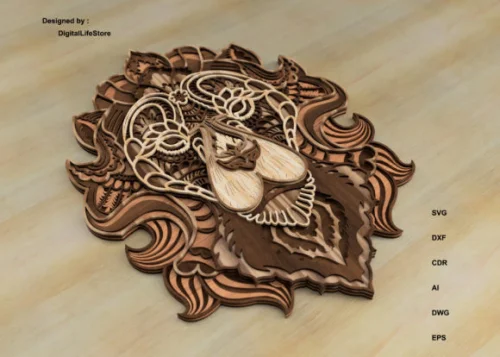 Mandala en Corte Láser de León Multicapa - Arte Decorativo Personalizado y Creativo