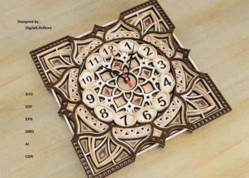Reloj de Pared Mandala Multicapa para Decoración Única y Artesanal