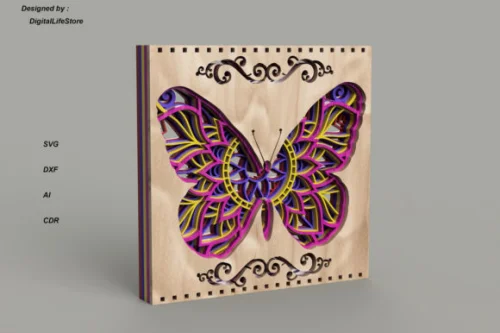 Mariposa Mandala Multicapa para Corte Láser - Diseño Decorativo Personalizable