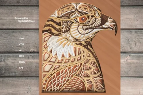 Mandala de águila en capas para corte láser | Arte decorativo y personalizado
