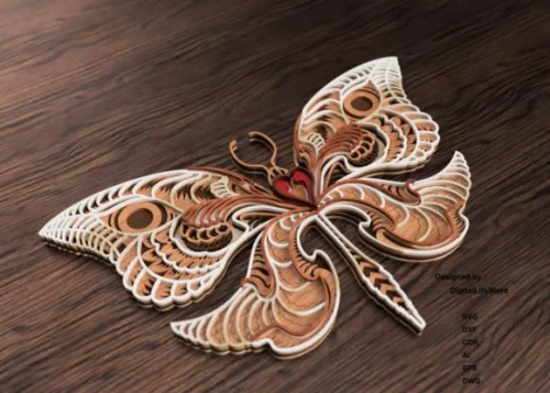 Corte láser de mariposa multicapa para decoración y manualidades en MDF y acrílico
