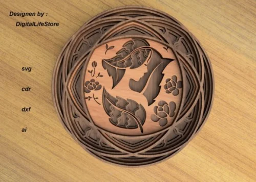 Plantilla de Mandala para Corte Láser - Silueta Decorativa para Manualidades y Arte