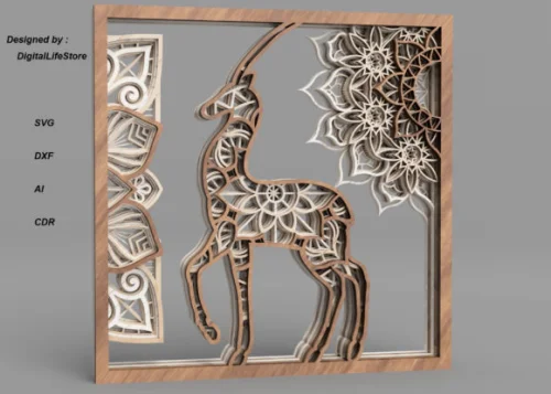 Mandala de Gacela Multicapa para Corte Láser - Diseño Personalizado y Decorativo
