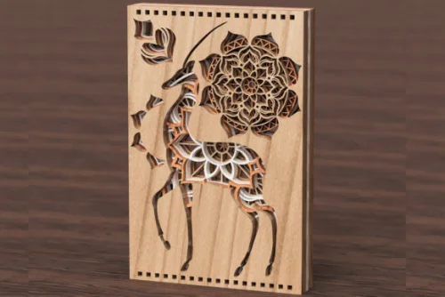 Corte láser de mandala multicapa de gacela para decoración y arte personalizado
