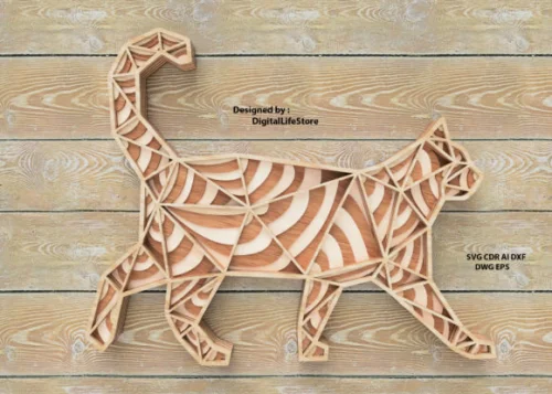 Gato Mandala Multicapa para Corte Láser - Decoración Creativa y Personalizada
