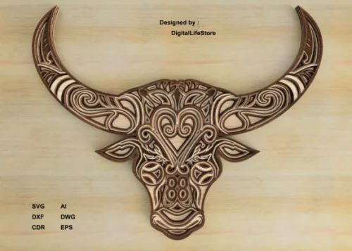 Mandala en Capas de Búfalo para Corte Láser – Diseño Personalizado para Decoración y Manualidades