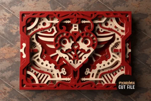 Corte láser SVG capas 3D Corazón Steampunk para decoración personalizada y artesanía