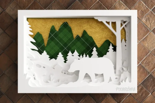 Corte Láser SVG en Capas 3D de Oso para Proyectos Creativos y Decorativos
