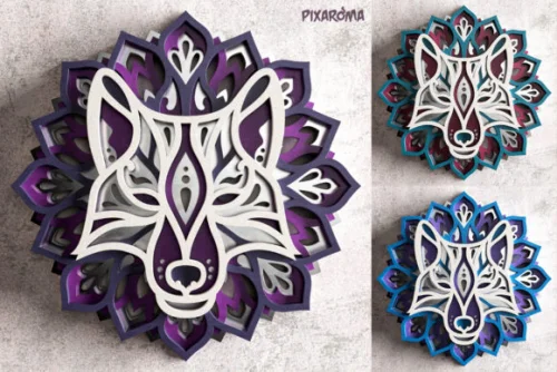 Lobo Mandala 3D SVG para Corte Láser - Archivo para Decoración y Manualidades